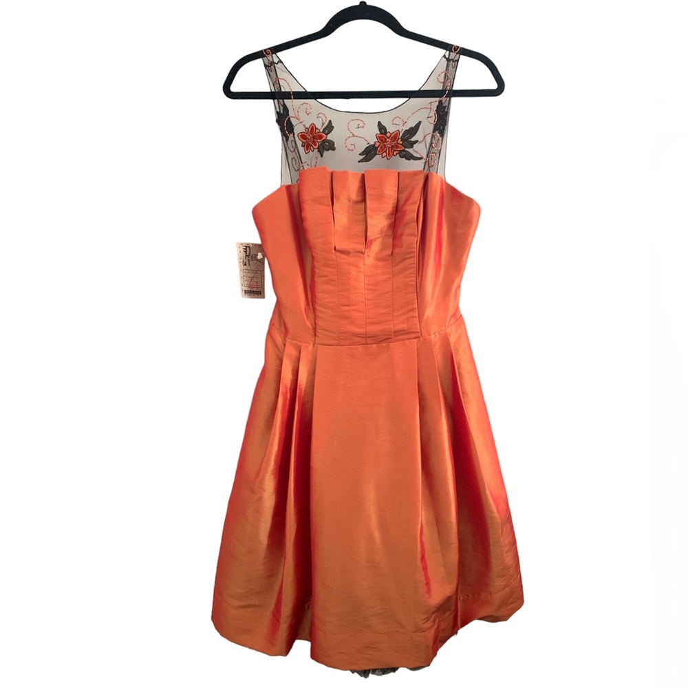 Orange Embroidered Lace Dress